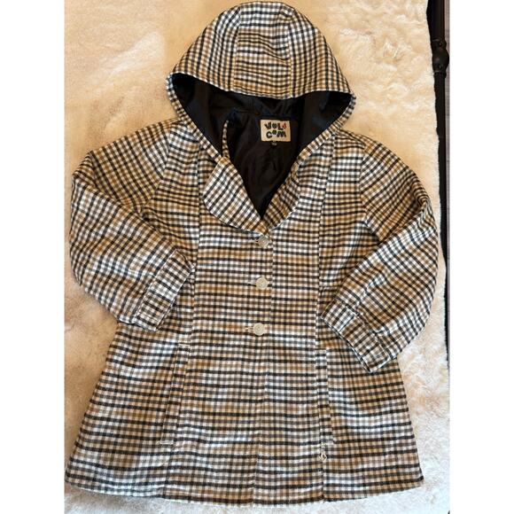 Volcom Cotton Flannel Hooded Plaid Check Jacket Girls Size Medium 8/10 - Picture 1 of 7